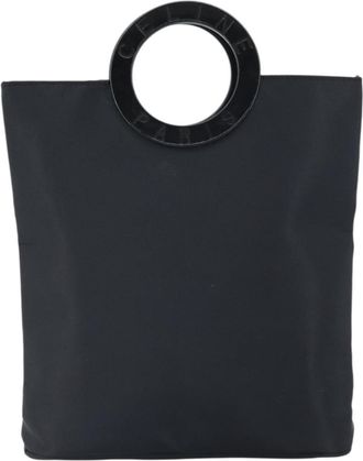Celine Circle Logo Handbag Nylon Black Nylon Handbag (Pre-Owned)