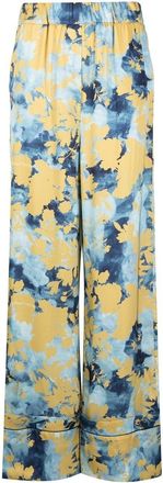 Off-white RMD flower-print wide-leg trousers - women - Viscose - 40 - Blue