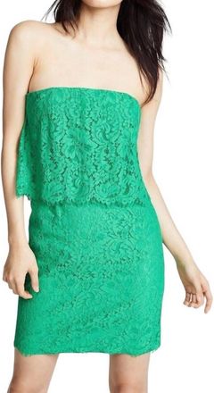 BB Dakota Cici Lace Scalloped Strapless Mini Dress In Green