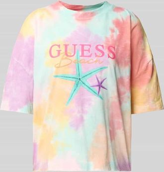 Guess Boxy Fit T-Shirt mit überschnittenen Schultern Modell STARFISH in Lila, Größe XS