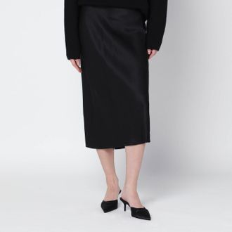 Anine Bing Black Silk Bar Midi Skirt
