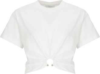 Paco Rabanne T-shirt van katoen met ronde hals - Dames - T-shirts - Wit - S - Katoen - Tops