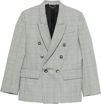 Victoria Beckham Check Wool Double-Breasted Tailored Jacket