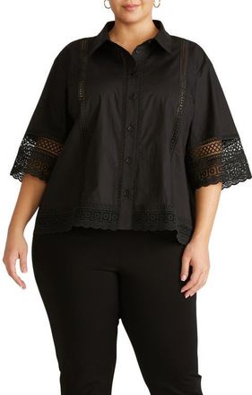 Universal Standard Dora Poplin Button-Up Top in Black at Nordstrom, Size Xl