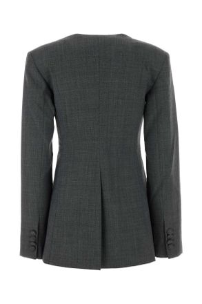 Ganni Womens Grey Twill Blazer Phantom Giacche E Gilet Jacket