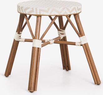 Sklum Pack De 4 Taburetes Bajos De Jard&iacute;n 45 Cm En Aluminio Y Rat&aacute;n Sint&eacute;tico Brielle Bistro Sklum