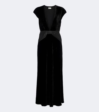 Rixo Vestido midi Arlette de terciopelo drapeado