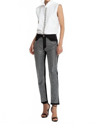 Odi Et Amo Sleeveless Jeweled Button Up Top In White