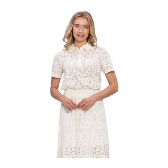 Object Object - Dames Tops T-shirts Objbianca S/s Lo Polo Top - Dames - Tops - Beige - Maat: XS Linnen