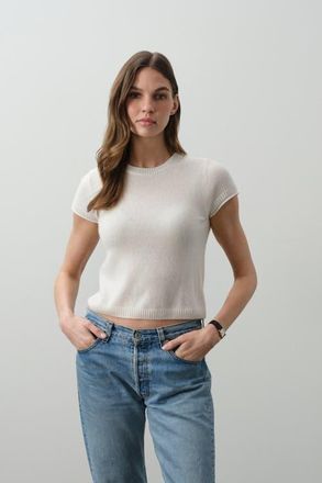 Naked Cashmere Donna Cap Sleeve Crew in Ecru/turf at Nordstrom, Size X-Small
