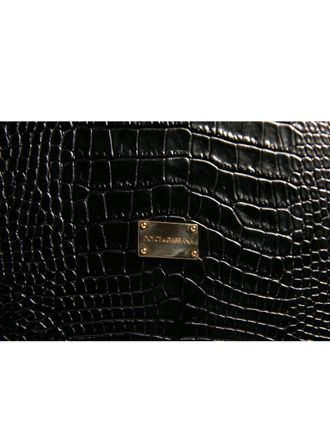 Dolce & Gabbana Mens Elegant Black Leather Logo Plaque Holder Catalogue Case Calf Accessory