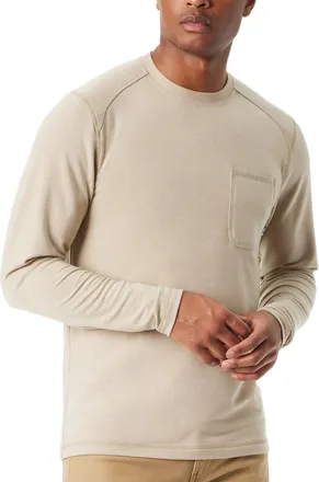 G.H. Bass & Co. Bass Outdoor T-Shirts MensBeige Stretch Long Sleeve Crew Neck Pullover FTS264