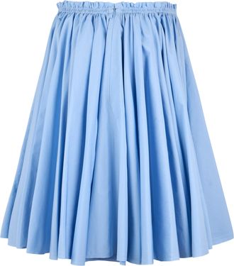 Ami Womens Pleated Cotton Skirt Light Blue