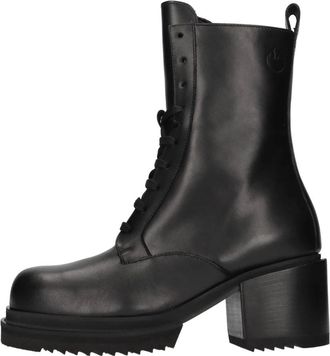 Pinko Leren Veterlaarzen - Dames - Laarzen met Hak - Zwart - 38 EU - Leer - Schoenen
