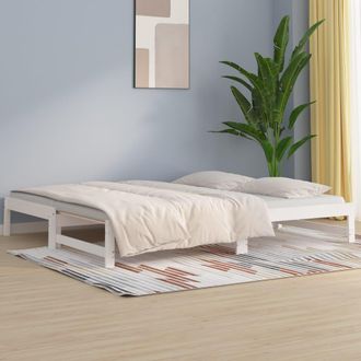 vidaXL Sof&aacute; Cama Extra&iacute;ble Madera Maciza De Pino Blanco 2x(80x200) Cm Vidaxl