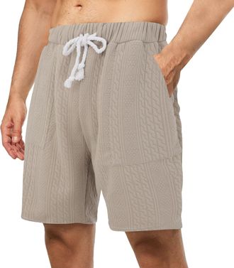 Generic Knee Length Beach Shorts Men Mens Woollen Shorts Breathable Knit Short Straight Leg Workout Short With Multi Pockets Ultra Soft Yoga Trunks Drawstring