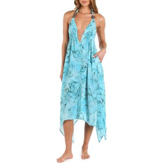 L'agence Umma Plunge Cover-Up Dress in Turquoise at Nordstrom Rack, Size X-Small