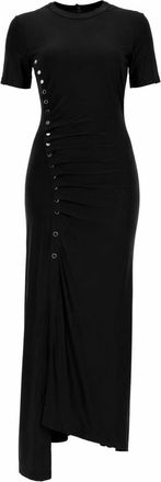 Paco Rabanne Fitted Ruched Metal Eyelets Midi Dress