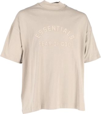 Fear of God Fear of God Essentials Logo Mock Neck T-Shirt in Beige Cotton