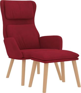 vidaXL Sill&oacute;n De Relax Con Taburete Terciopelo Rojo Tinto Vidaxl