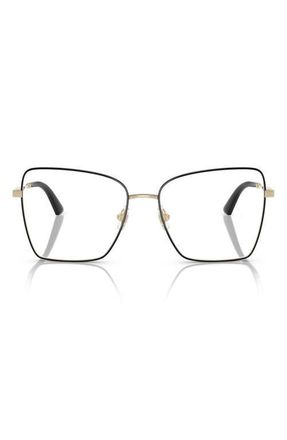 Jimmy Choo London 53mm Pillow Optical Glasses in Pale Gold/Black /Demo Lens at Nordstrom