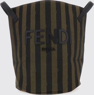 Fendi Cesto portacose da bambino in misto cotone con manici in pelle