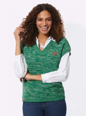 Casual Looks Pullunder CASUAL LOOKS Pullunder, Damen, Gr. 38, gr&uuml;n (gr&uuml;n, meliert), 54% Baumwolle, 46% Polyacryl, gemustert, mehrfarbig, meliert, Pullover Pullunde