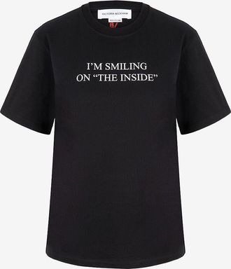 Victoria Beckham Kurzarm-T-Shirt aus Biobaumwolle Smiling Inside