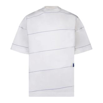Burberry Training T-Shirts, male, White, Size: S Striped Cotton T-shirt