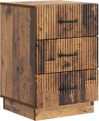 vidaXL Armario De Noche Con Caj&oacute;n Madera Envejecida 43 X 41 X 63,5 Cm Vidaxl