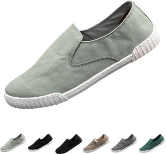 Generic Mens Classic Canvas Shoes Soft and Comfortable Flat Low Trainers Hands-Free Slip-On Running Shoes Breathable Comfortable Walking Shoes Outdoor Casual 