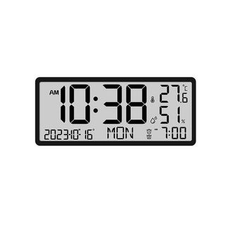 OEM Reloj De Pared Digital Negro Con Pantalla Que Muestra La Hora, La Fecha, La Temperatura Interior Y La Humedad