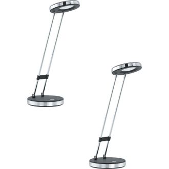 Loops 2 PACK Table Lamp Colour Black & Chrome Modern Rocker Switch LED 3W Included