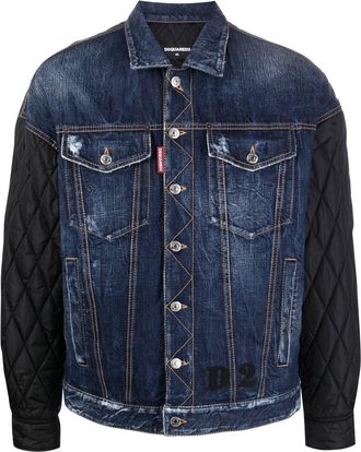 Dsquared2 contrast-sleeve denim jacket - men - Polyamide/Polyester/Polyamide/Cotton - 48 - Blue