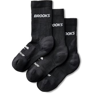 Brooks Run-In Crew Socks - 3 Pairs Black S