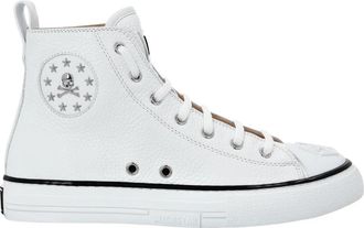 Philipp Plein Leather Hi-Top Sneakers Megastar - Dames - Sneakers - Wit - 35 EU - Leer - Schoenen