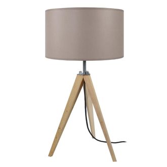 Tosel L&aacute;mpara de mesamadera Alt.54cm natural Pantalla: taupe