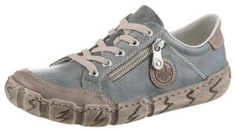 Rieker Sneaker RIEKER, Damen, Gr. 36, blau (graublau, taupe), Leder, Lederimitat, used, Schuhe Sneaker, mit Zierreissverschluss, Freizeitschuh, Halbschuh, Sc