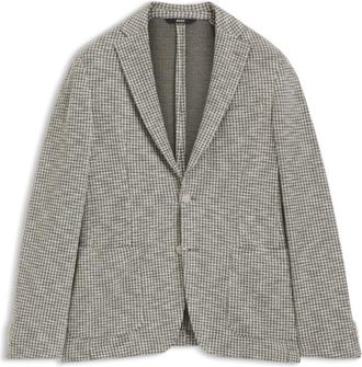 BOSS Slim-fit jacket in a patterned cotton blend