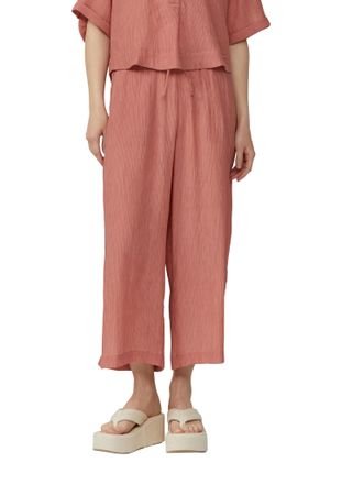 QS by s.Oliver Culotte QS, Damen, Gr. 38, N-Gr, orange (apricot), Web, Obermaterial: 75% Viskose, 25% Polyamid, unifarben, lang, Hosen Culotte, Sommerhose in Struktu