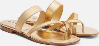 Manolo Blahnik Susa metallic leather sandals