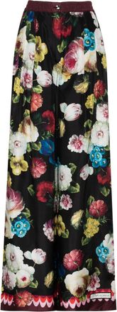 Dolce & Gabbana floral wide-leg trousers - women - Silk - 42 - Black