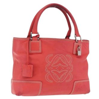 Loewe Pre-owned Leren Handtas - Dames - Pre-owned - Rood - Maat: ONE Size Leer