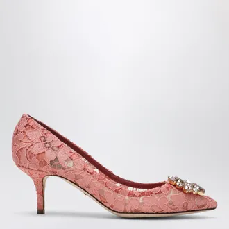 Dolce & Gabbana Bellucci Taormina lace pumps with crystals in peony