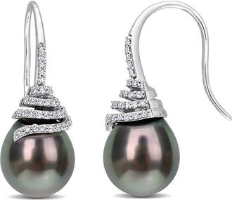Rina Limor Contemporary Pearls 14K 0.32 ct. tw. Diamond 10-11mm Pearl Swirl Earrings