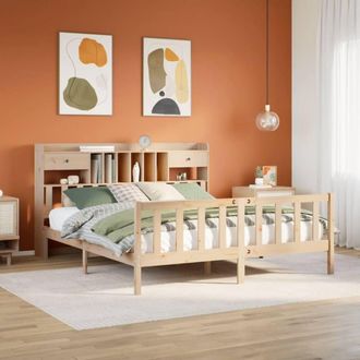 Berkfield Home Bookcase Bed without Mattress 180x200 cm Super King Solid Wood Pine in Brown