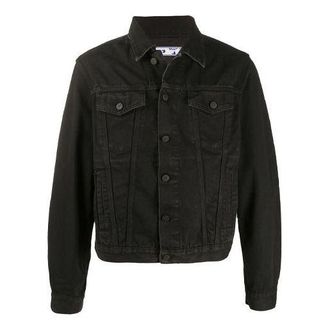 Off-white Arrows Logo Printed Denim Jacket Men Black OMYE054F20DEN0021007