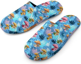 Generic Mushrooms Weed Leaf Mens Slippers Warm Non-Slip Houes Shose Spa Slipper for Home Bedroom