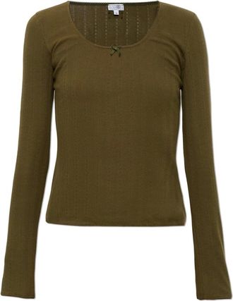 Maison Margiela Lange mouwen lingerie top - Dames - Tops - Groen - Maat: M Katoen