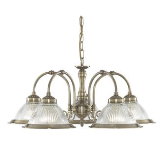 Searchlight Lampadario Contemporaneo American Dinner Acciaio Adjustable Vetro 5 Luci E27
